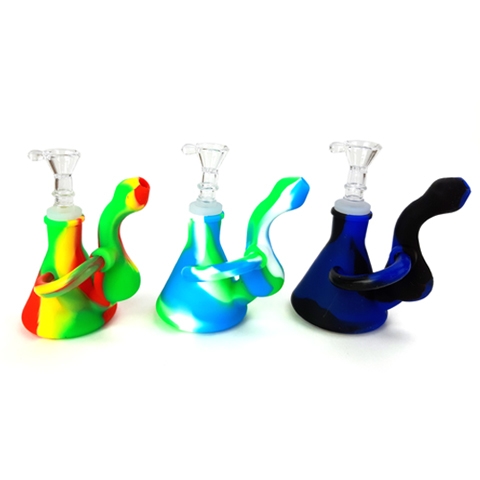 5'' Silicone Beaker Base Colored Smoking Bubbler Water PIPE